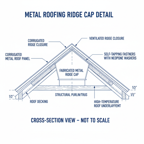 Metal Roofing Ridge Cap Detail Drawing