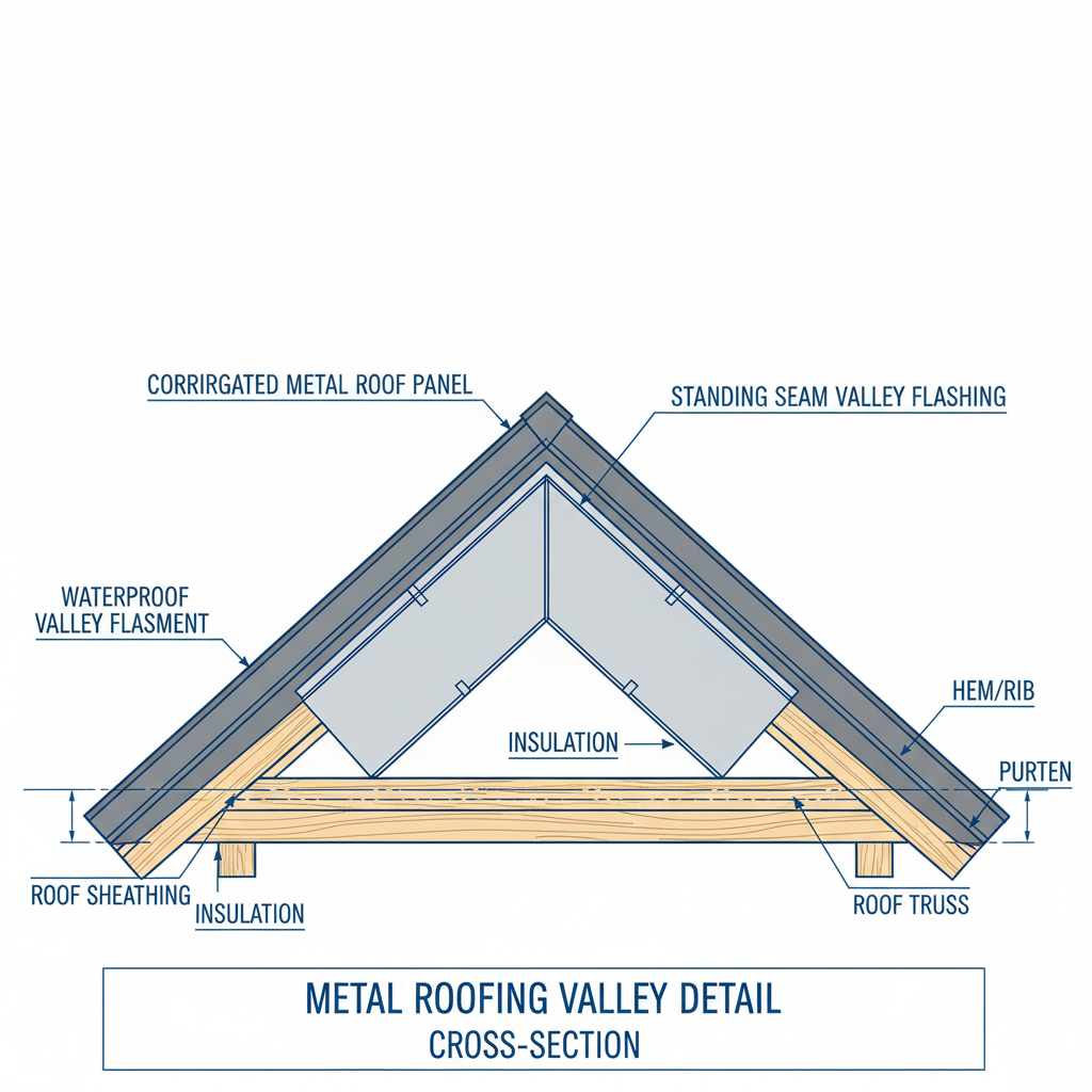 Metal Roofing Valley Flashing Detail Drawing