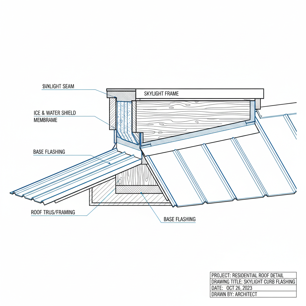 Metal Roofing Skylight Curb Flashing Detail Drawing